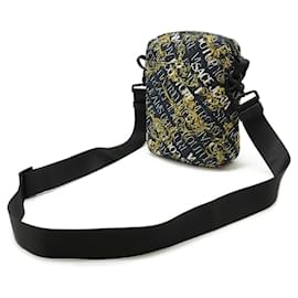 Versace-Versace Nylon Shoulder Bag Black Yellow-Black