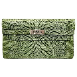 Hermès Hermes Kelly Wallet Lizard Bifold Green