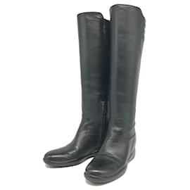 Prada-Prada Leather Long Boots Black-Black
