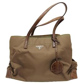 Prada-Prada Nylon Croc Embossed Tote Bag Green-Green