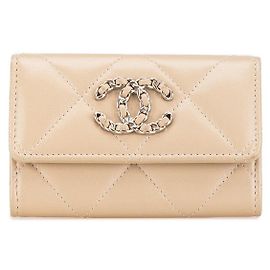 Chanel Lambskin Card Case Beige Beige
