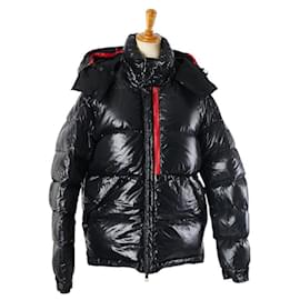Moncler Logo Patch Down Jacket Nylon Black Red Other