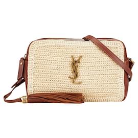 Yves Saint Laurent Borsa a tracolla Saint Laurent Lou Cassandra con frange Beige