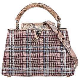 Bolsa Capucines BB 2way em lã de píton Louis Vuitton N97078 Marrom