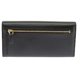 Prada-PRADA Long Wallet Safiano leather Black Gold 1MH132 Auth 101312A-Black,Golden