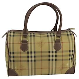 Autre Marque-Burberrys Nova Check Hand Bag PVC Beige Auth mr704-Beige