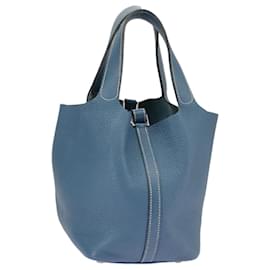 Hermès-HERMES Picotan PM Sac à main Taurillon Clemence Bleu Auth 101326A-Bleu