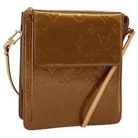 Louis Vuitton-LOUIS VUITTON Monogram Vernis Motto Accessory Pouch Bronze M91138 LV Auth 100480-Bronze