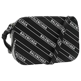 Balenciaga-BALENCIAGA Every Day Shoulder Bag Leather Black White Silver 55237 Auth bs19956-Black,Silvery,White