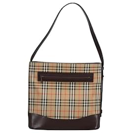 Autre Marque-Burberrys Nova Check Shoulder Bag Canvas Beige Auth 102386-Beige