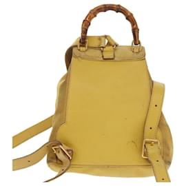 Gucci-GUCCI Bamboo Backpack Suede Leather Yellow Gold 003 2058 0030 Auth bs19589-Golden,Yellow