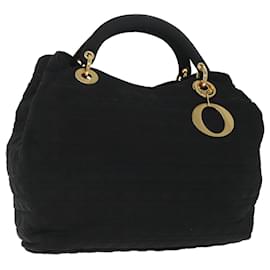 Christian Dior-Christian Dior Canage Hand Bag Nylon Black Gold Auth bs19828-Black,Golden