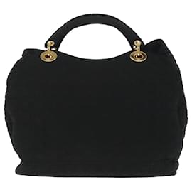 Christian Dior-Christian Dior Canage Hand Bag Nylon Black Gold Auth bs19828-Black,Golden
