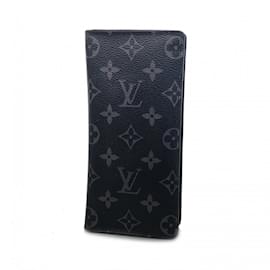 Louis Vuitton-Louis Vuitton Long Wallet Monogram Eclipse Portefeuille Brazza M61697-Black