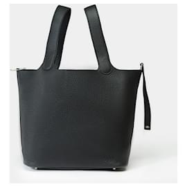 Hermès-HERMES Picotin Bag in Black Leather - 102264-Black