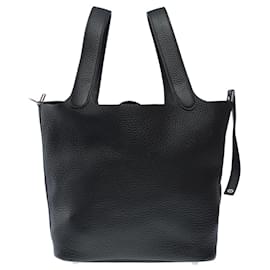 Hermès-HERMES Picotin Bag in Black Leather - 102264-Black