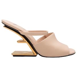 Fendi-Beige Fendi First Sculptural Heeled Slide Sandals Size 38-Beige