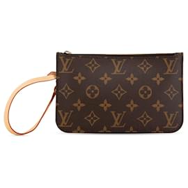 Louis Vuitton-Brown Louis Vuitton Monogram Neverfull Pochette Pouch-Brown
