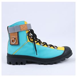 LOEWE Anagram 20SS Canvas & Leather Short Boots 44 EU in Multicolor Multiple colors