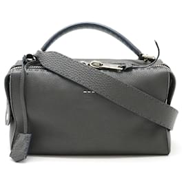 Fendi-Sac Boston Mini 2WAY en cuir Selleria Fendi-Gris