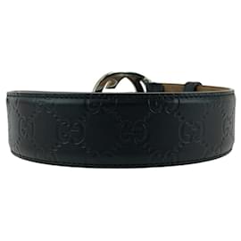 Gucci-Fivela de cinto de couro Gucci entrelaçada-Preto