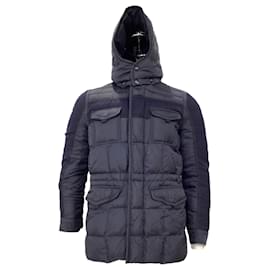Moncler- Moncler Jacob Hooded Down Jacket in Navy Blue Polyamide-Blue,Navy blue