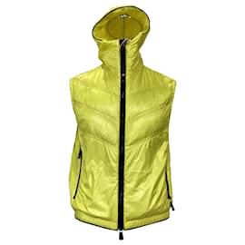 Moncler-Gilet à capuche zippé Moncler Grenoble en polyamide jaune-Jaune