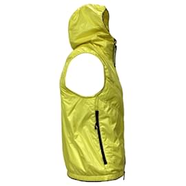 Moncler- Moncler Grenoble Zipped Hooded Vest in Yellow Polyamide-Yellow