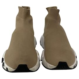 Balenciaga-Balenciaga Speed Sneakers with Sole Logo in Beige Polyester-Brown,Red