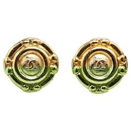 Chanel-Boucles d'oreilles rondes Chanel Coco Mark en or-Doré,Métallisé