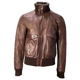 Dolce & Gabbana Sheared Bomber Jacket with Pockets in Brown Calfskin Leather Brown