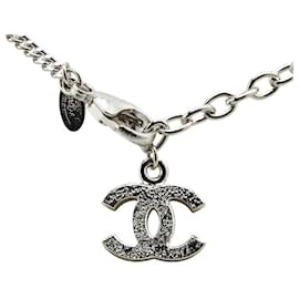 Chanel-Chanel Coco Mark Long Chain Necklace Silver-Silvery,Metallic