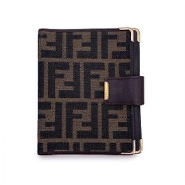 Fendi Vintage Zucca Monogram Canvas Small Agenda Notebook Cover Brown