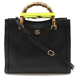 Gucci Diana Bamboo Medium Leder Tote Bag Schwarz