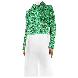 Bottega Veneta Green cropped boucle jacket - size UK 4 Green