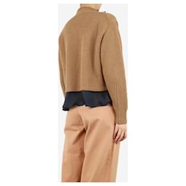 Sacai-Brown high-neck ribbed double-layered jumper - size UK 8-Brown