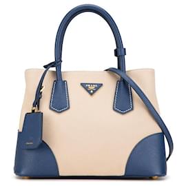 Prada-Prada Canvas Saffiano Leather Handbag 8N2887-Beige