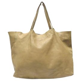 Céline Celine Leather Horizontal Cabas Tote Bag Beige