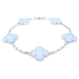 Van Cleef & Arpels Vintage Alhambra Chalcedony Bracelet White