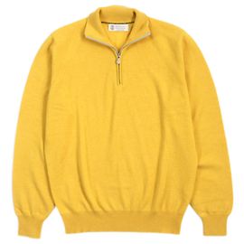 Brunello Cucinelli Cashmere Pullover mit halbem Reißverschluss Gelb
