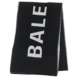 Balenciaga-Balenciaga Wool Logo Long Scarf Black White-Other