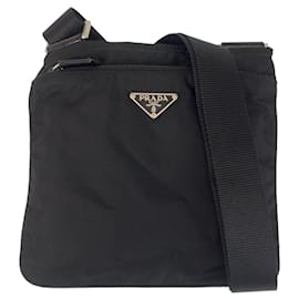 Prada-Prada Nylon Tessuto Triangle Logo Crossbody Bag-Black