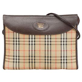 Burberry Nova Check Shadow Horse Logo Shoulder Bag Beige