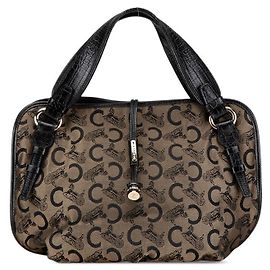 Céline Bolsa tote de lona de macadâmia em couro Celine Bittersweet C Verde