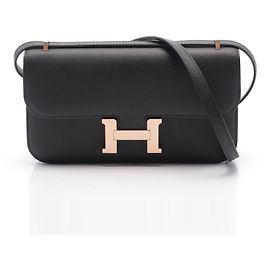 Hermès Hermes Constance Elan Veau Epsom Shoulder Bag Black