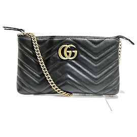 Borsa a Spalla Gucci GG Marmont Chain 443447 Nero