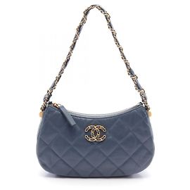 Chanel 19 Matelasse Hobo Handbag Leather Blue