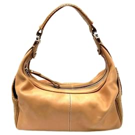 Tod's-Tod's Leather Camel Shoulder Bag-Brown