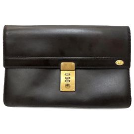 Alfred Dunhill Dunhill Leather Dial Lock Clutch Bag Black