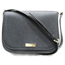 Bolsa de ombro de couro preto Kate Spade WKRU4150 Preto